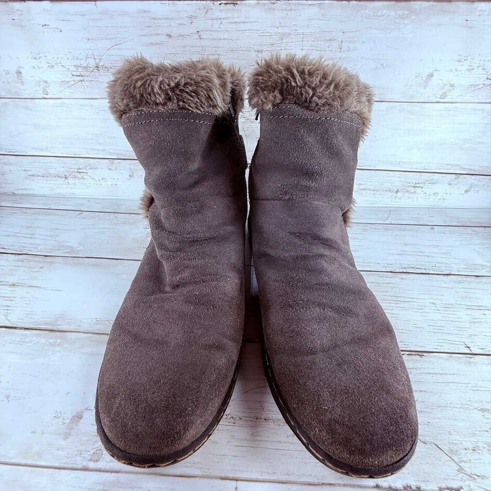 Baretraps Andrea Brown Suede Faux Fur Ankle‎ Boots Stay Dry System Womens 9.5 M